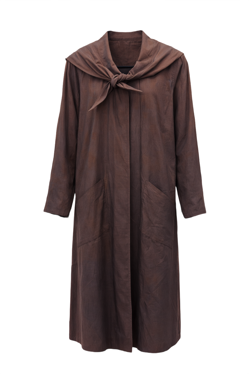 1980s Brown Cotton Coat - Front View