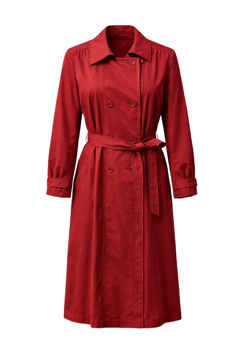 1980s Deep Fuchsia Cotton Coat - Front View