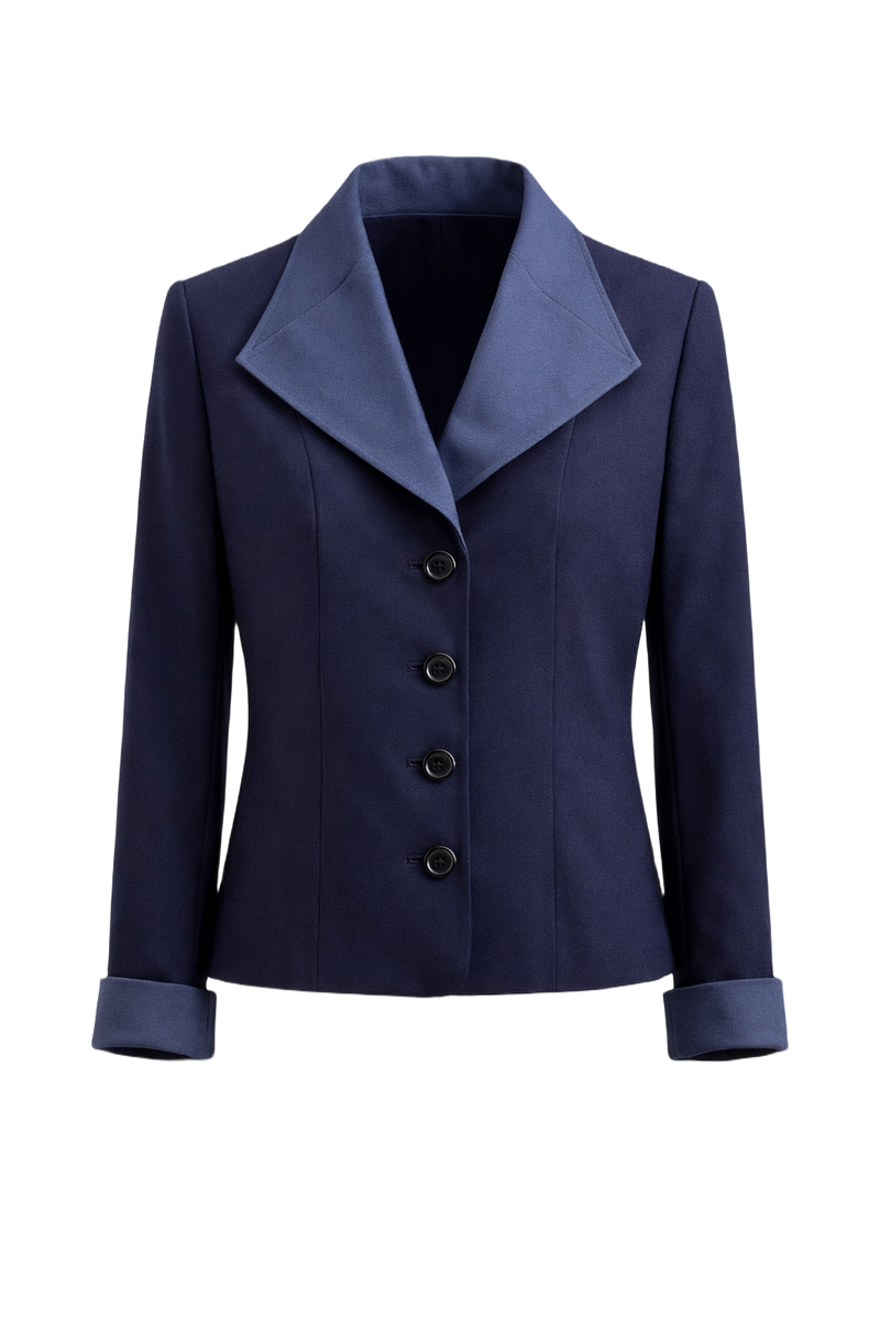 1980s Navy Blue Blazer - Front View