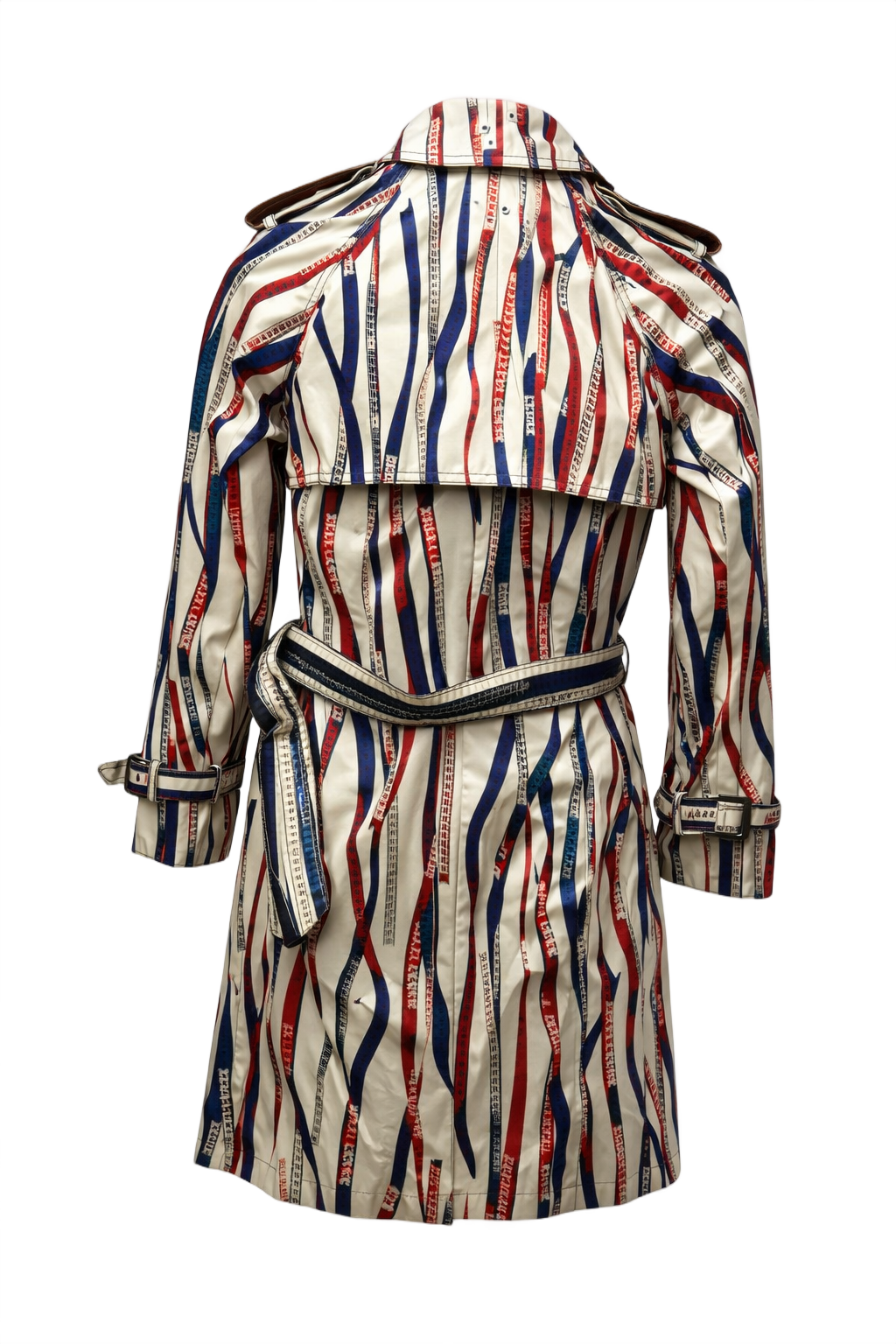 1990s Cream Synthetic Trench Coat - Back View