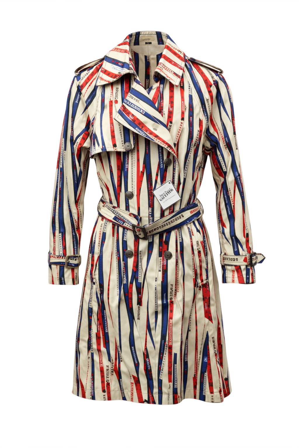 1990s Cream Synthetic Trench Coat - Front View