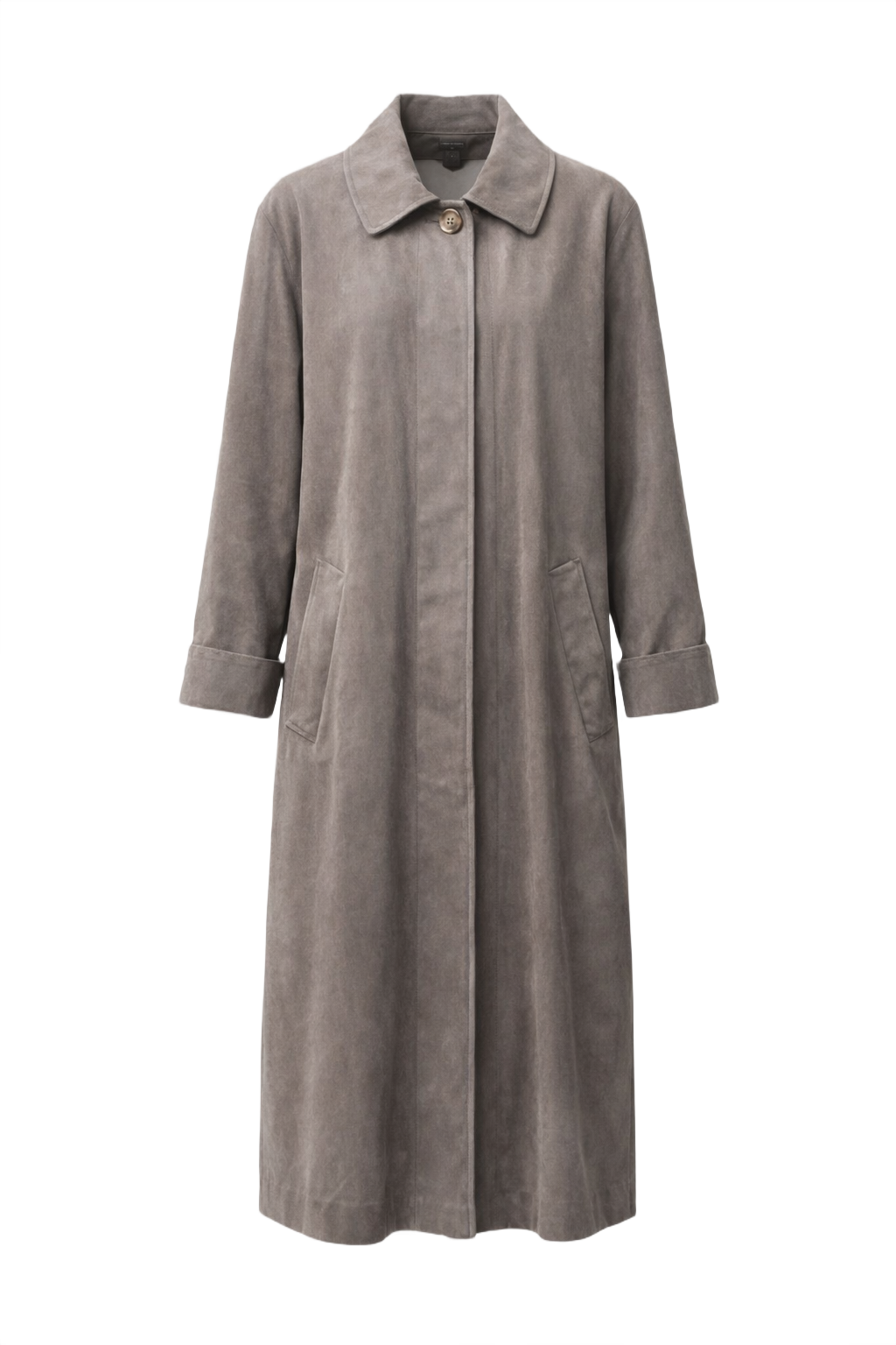 1980s Grey Cotton Trench Coat - Front View