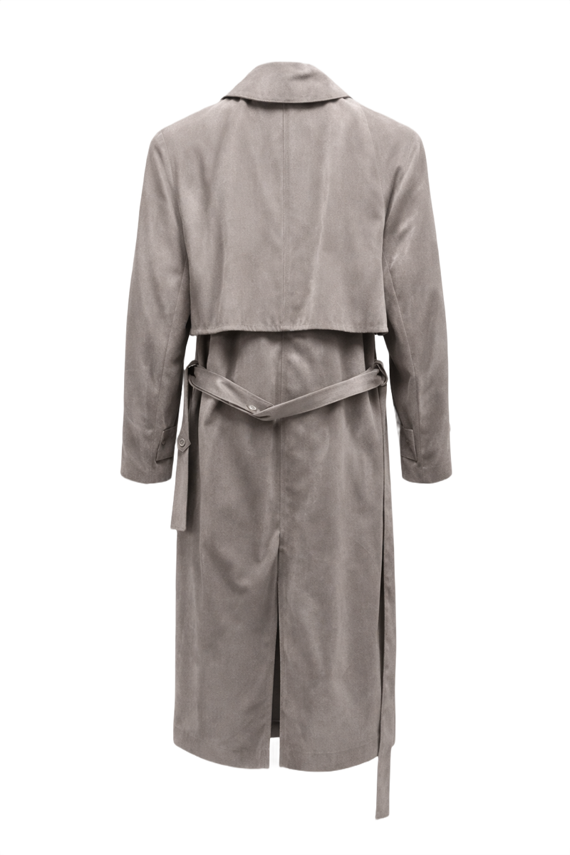 1980s Grey Cotton Trench Coat - Back View