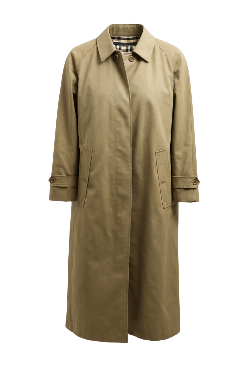 1980s Khaki Cotton Coat - Front View