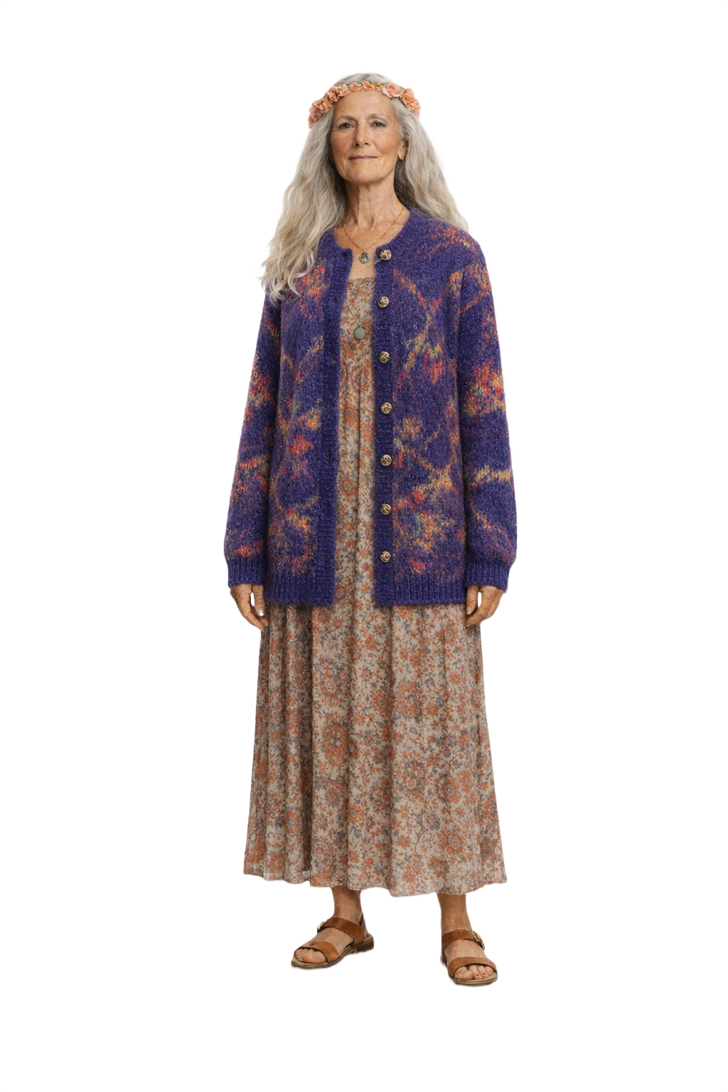 1980s Deep Navy Mohair Cardigan - Model