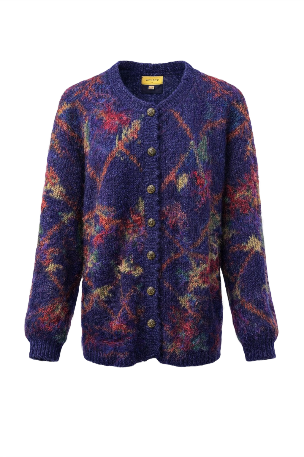 1980s Deep Navy Mohair Cardigan - Front View