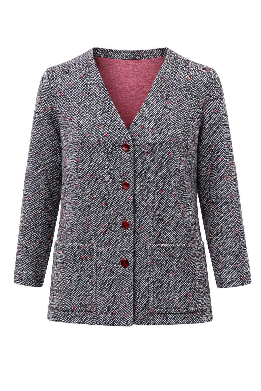 1960s Black and White Wool Blend Blazer - Front View