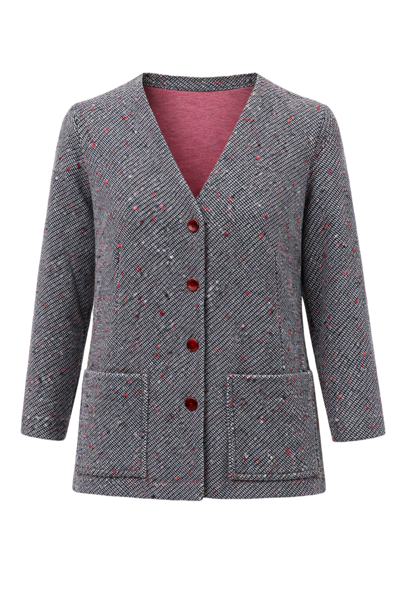 1960s Black and White Wool Blend Blazer - Front View