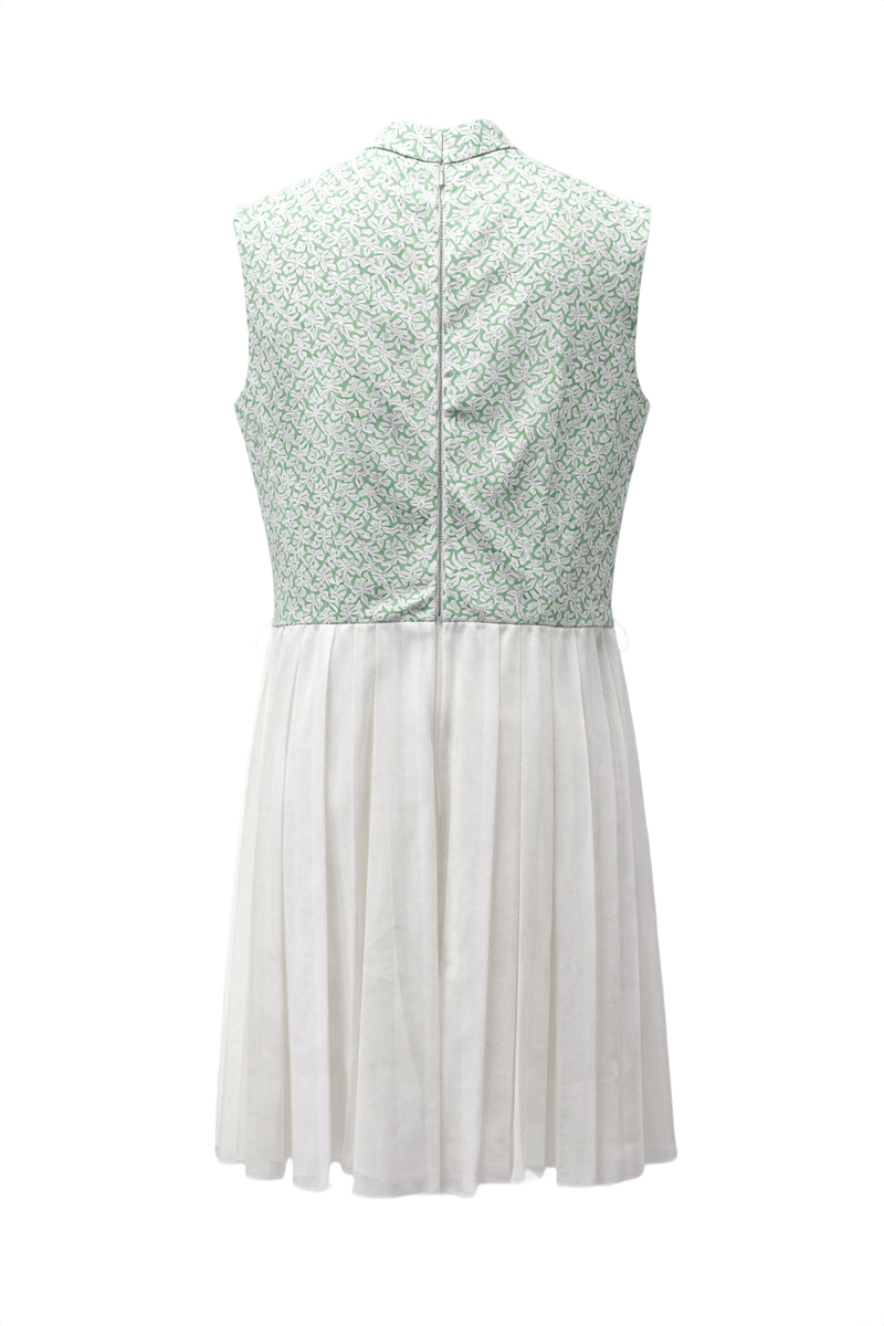1960s Green Cotton Blend Dress - Back View
