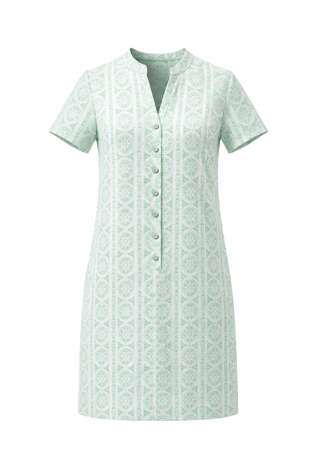 1960s Green Cotton Shift Dress - Front View