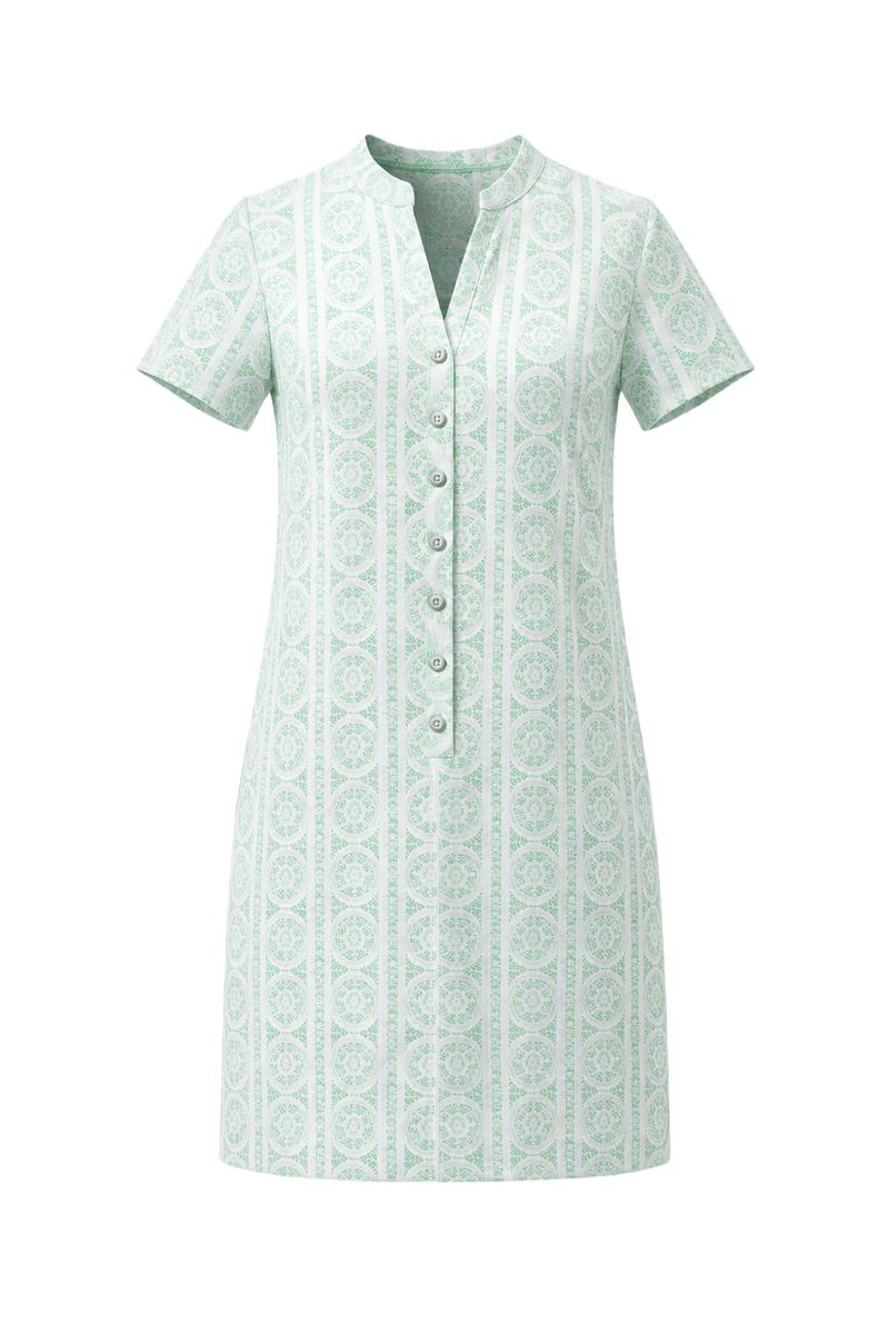 1960s Green Cotton Shift Dress - Front View