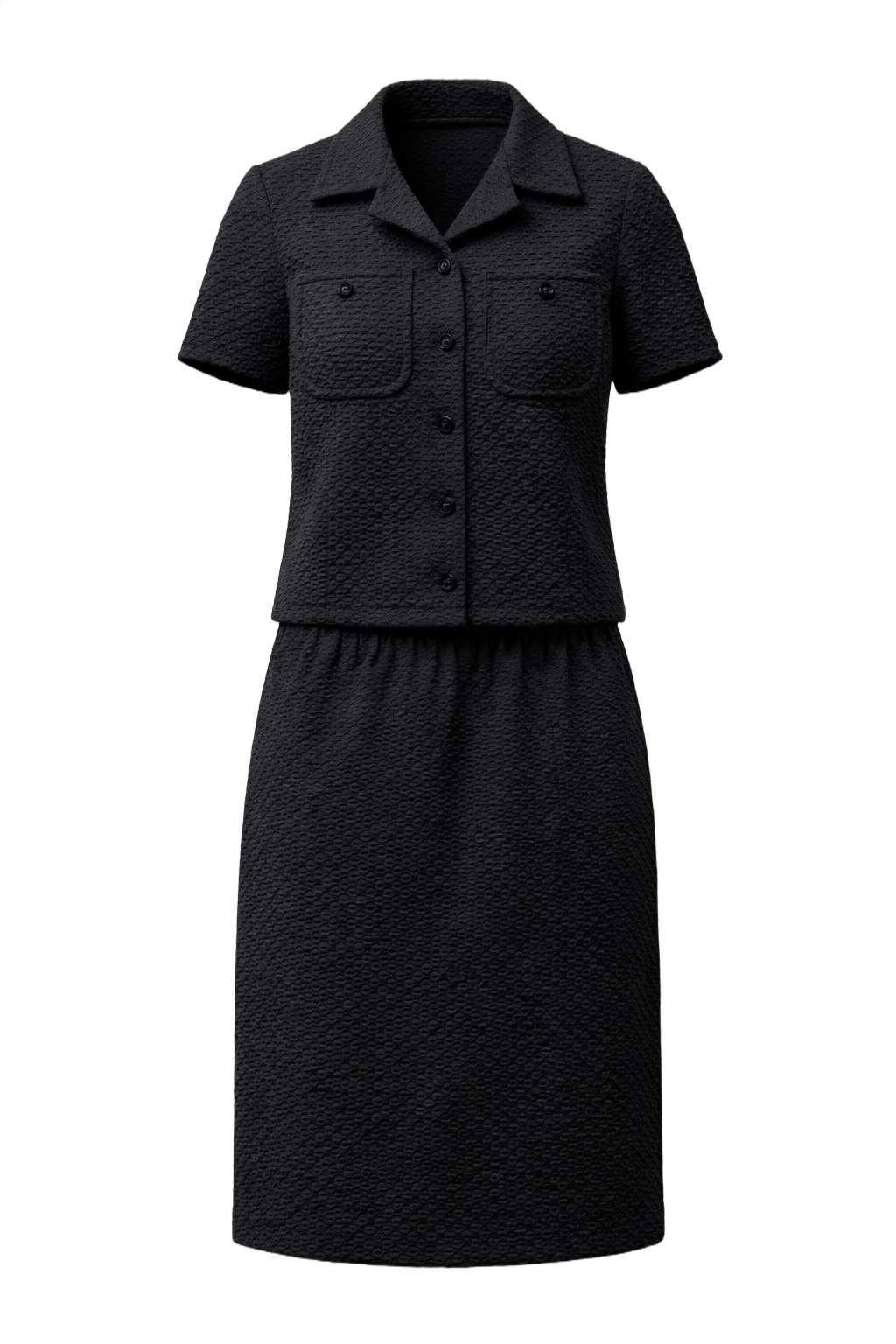 1960s Black Unknown Blouse and Skirt Set - Front View