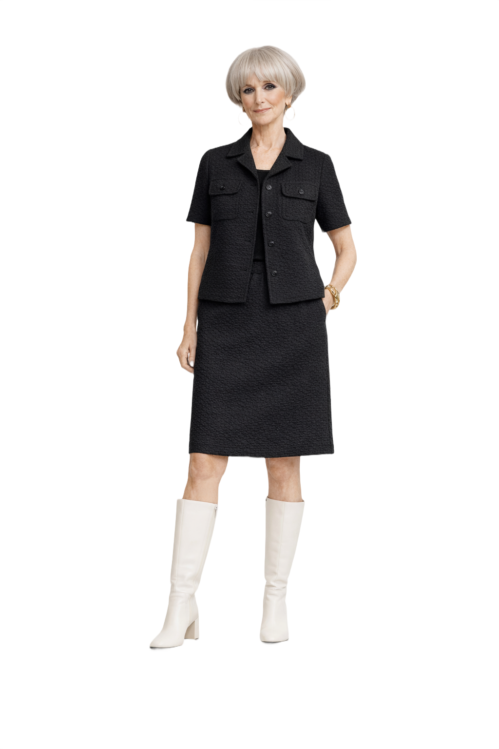 1960s Black Unknown Blouse and Skirt Set - Model