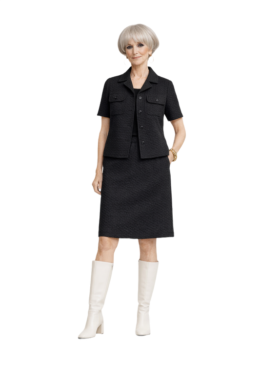 1960s Black Unknown Blouse and Skirt Set - Model