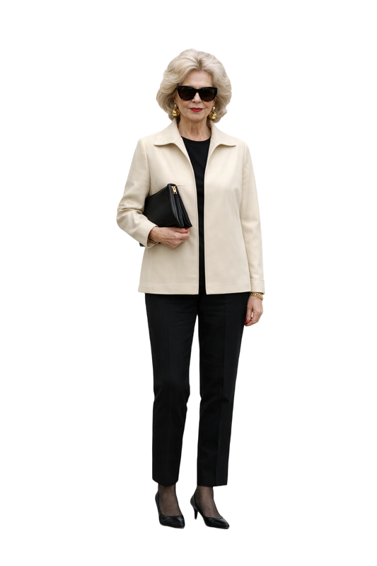 1980s Cream Polyester Jacket - Model