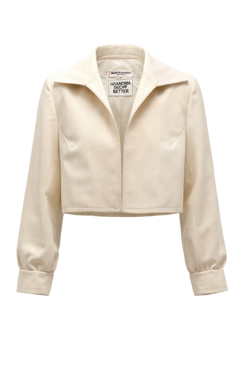1980s Cream Polyester Jacket - Front View