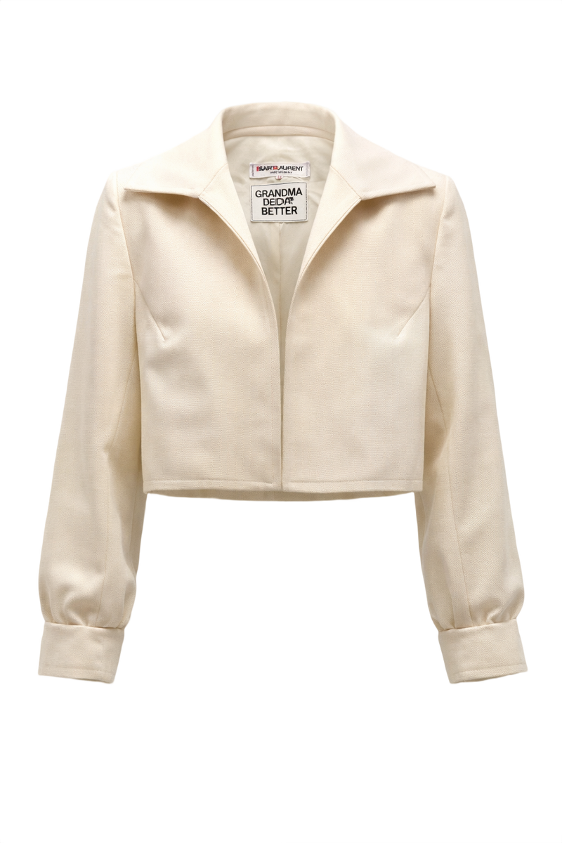 1980s Cream Polyester Jacket - Front View