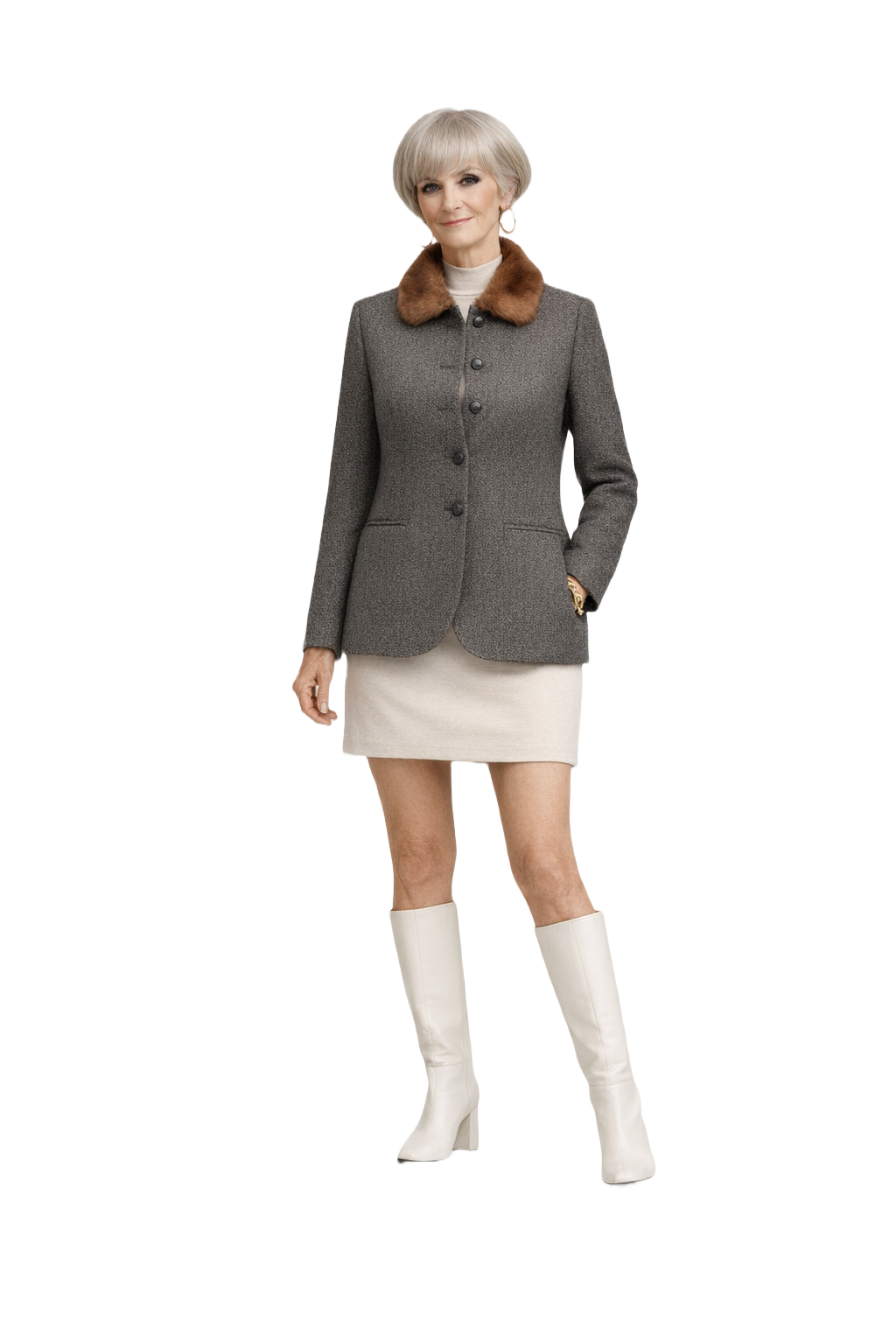 1960s Gray Wool Jacket - Model