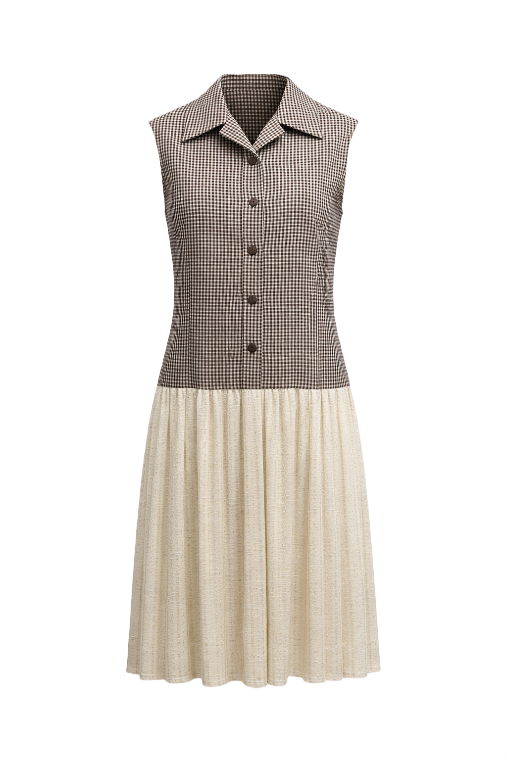 1960s Brown Cotton Dress - Front View