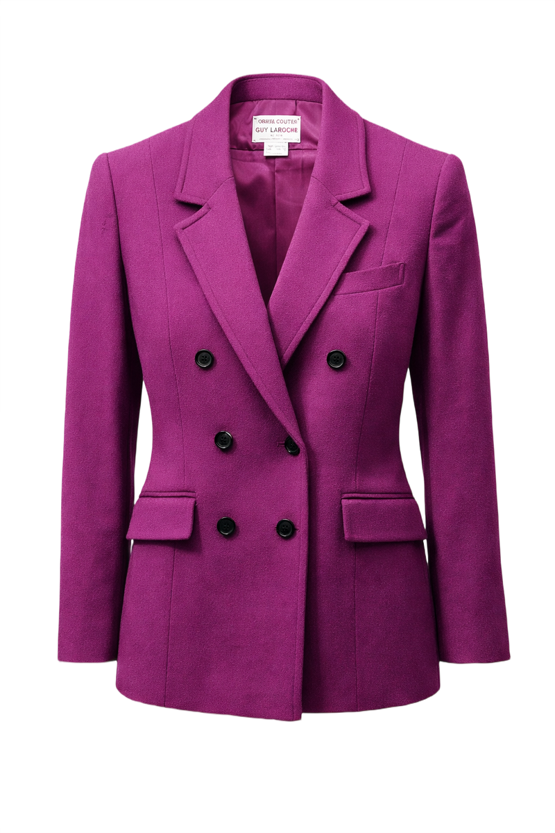 1980s Purple Wool Blazer - Front View