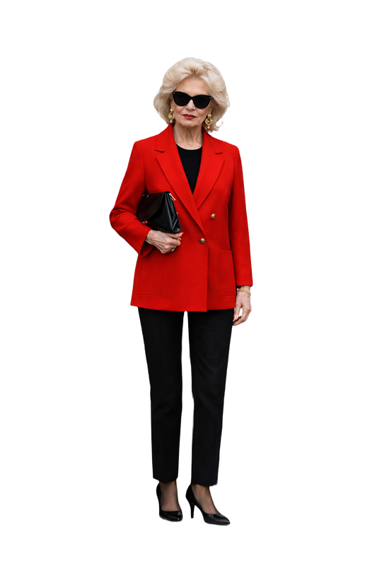 1980s Red Wool Blazer - Model