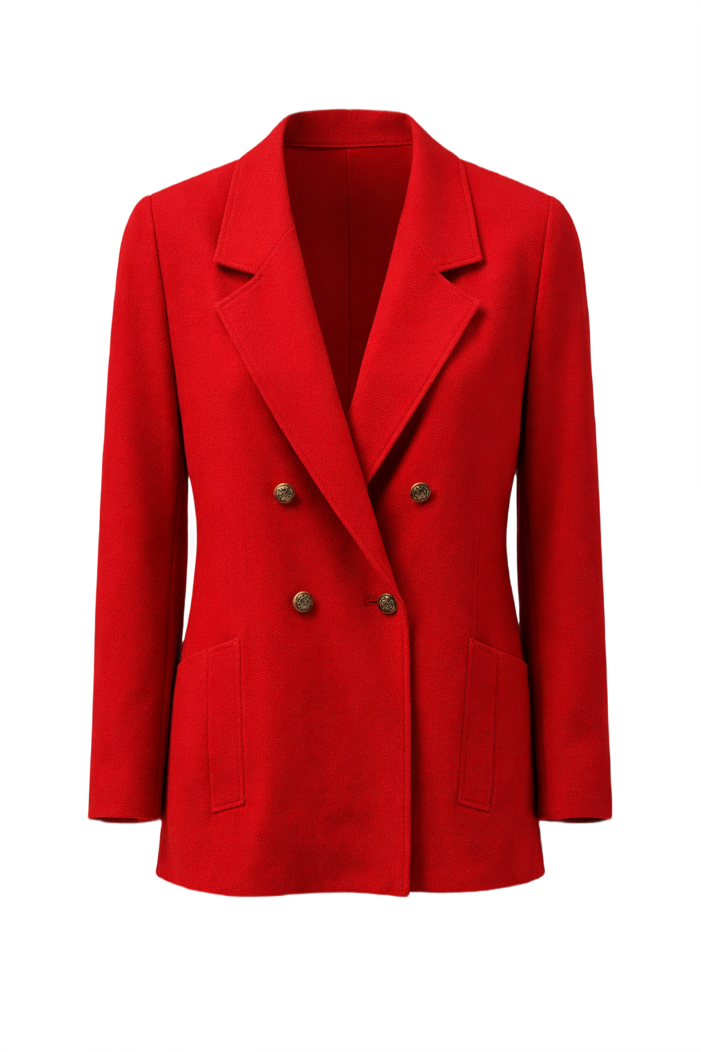 1980s Red Wool Blazer - Front View