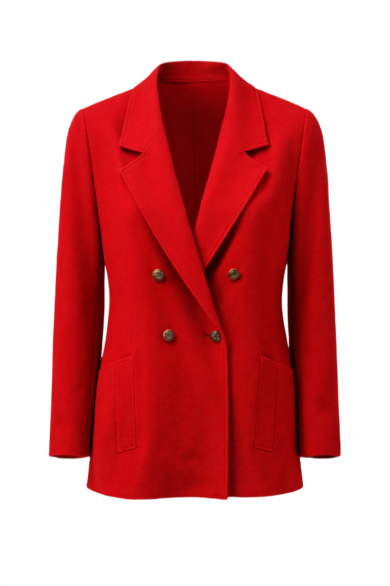 1980s Red Wool Blazer - Front View