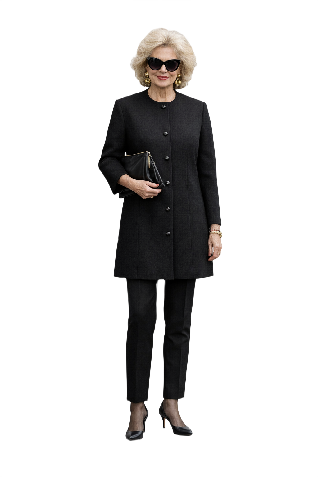 1980s Black Wool Coat - Model