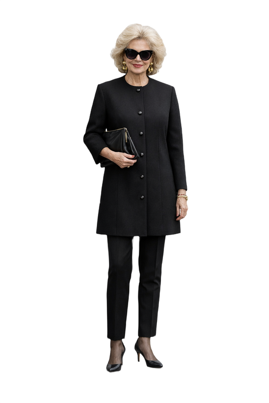 1980s Black Wool Coat - Model