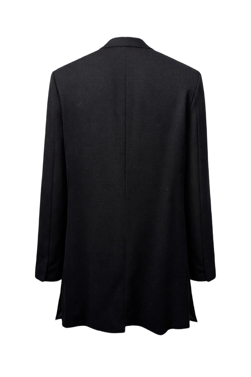 1980s Black Wool Coat - Back View