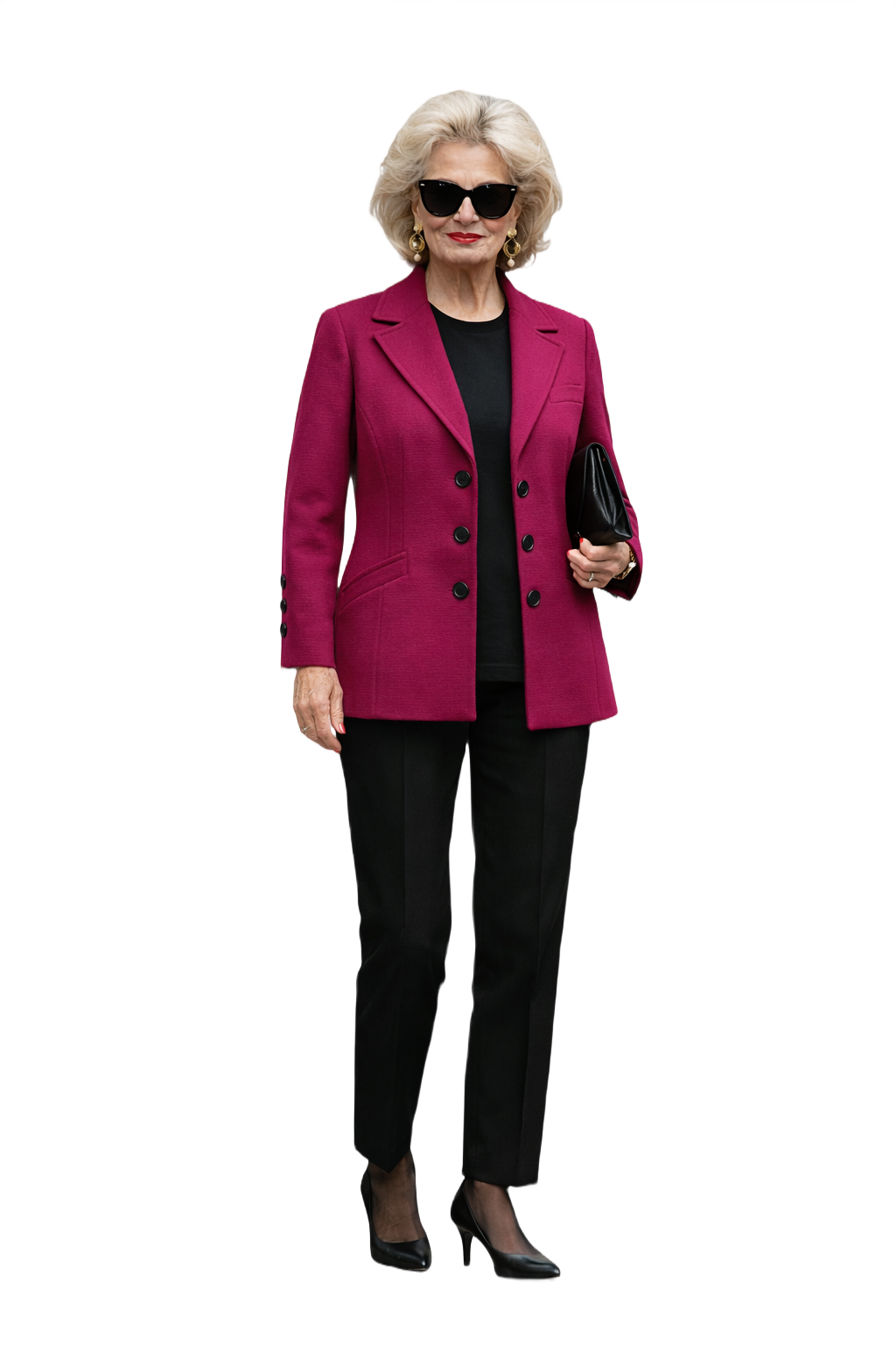 1980s Magenta Wool Blazer - Model