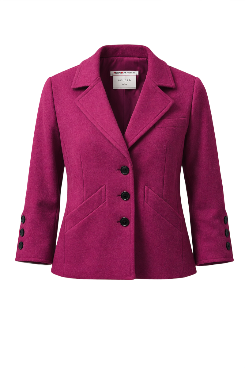 1980s Magenta Wool Blazer - Front View