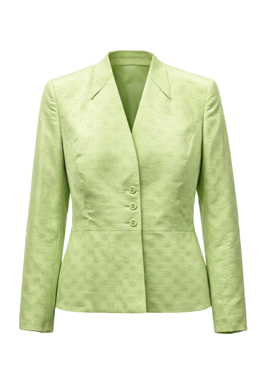 1980s Light Green Silk Blazer - Front View