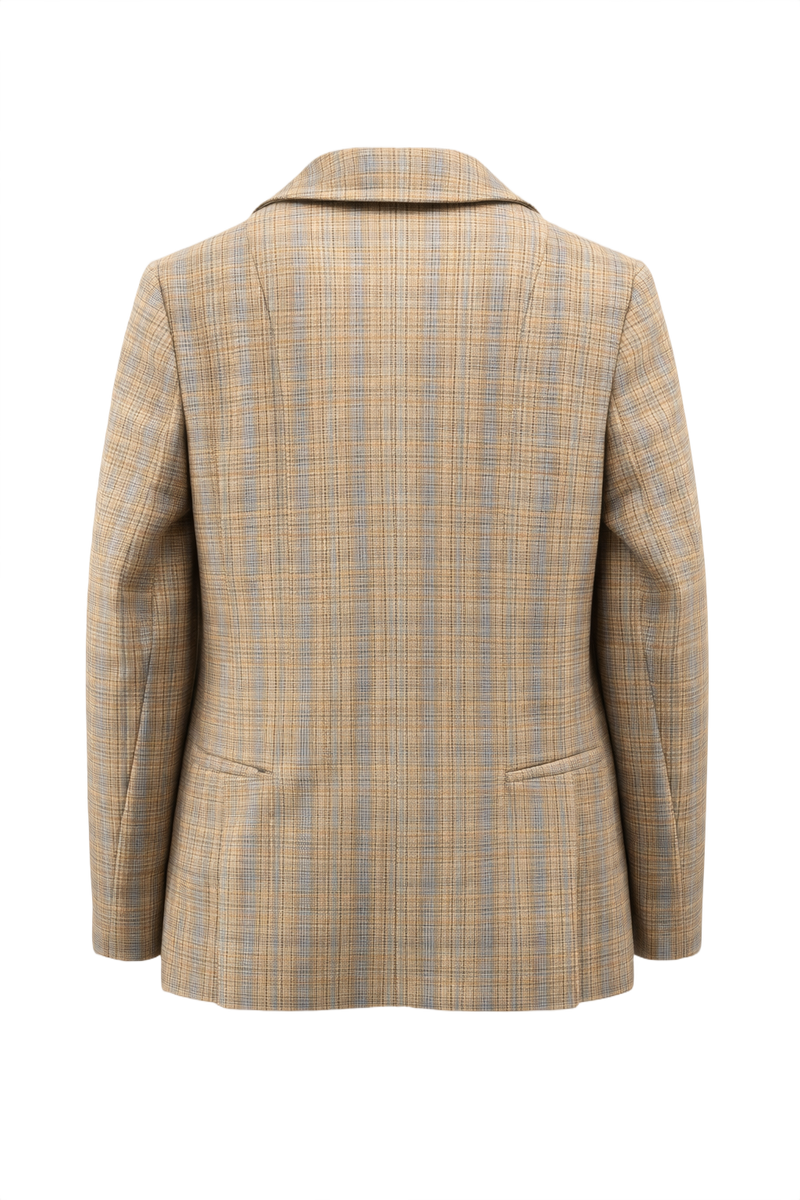 1970s Beige Wool Blazer - Back View