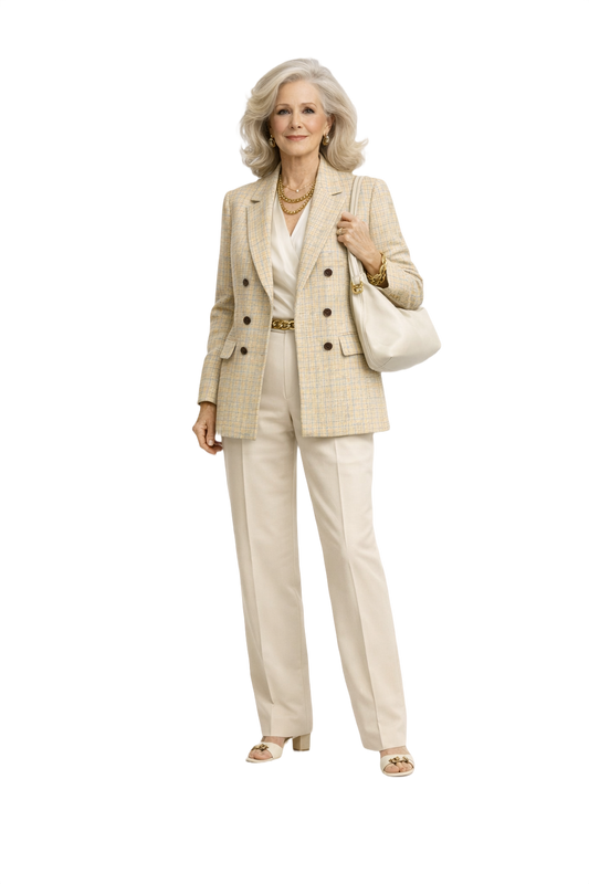 1970s Beige Wool Blazer - Model