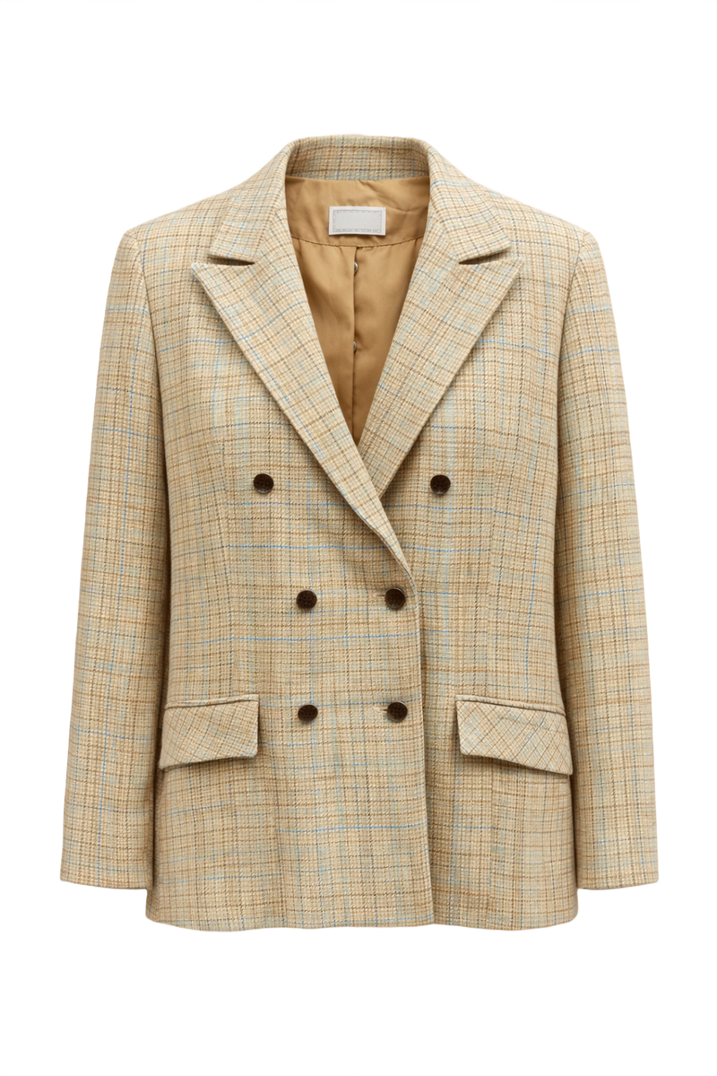 1970s Beige Wool Blazer - Front View