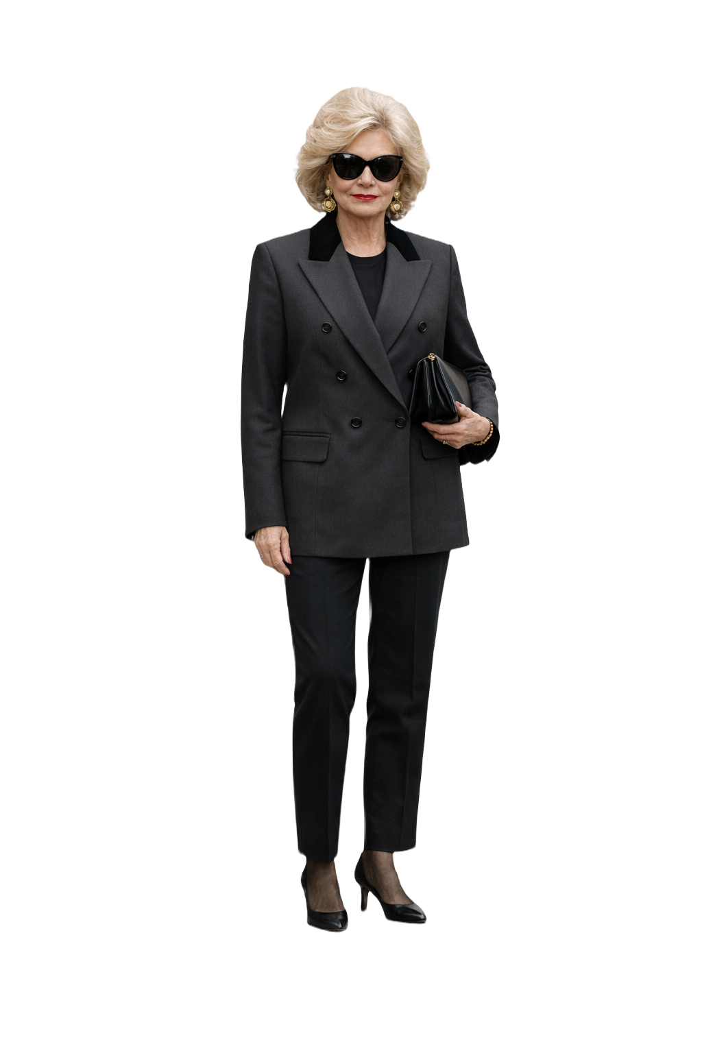 1980s Black Wool Blend Blazer - Model