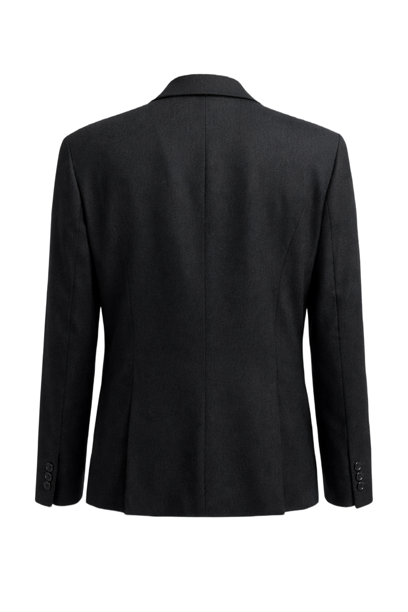 1980s Black Wool Blend Blazer - Back View