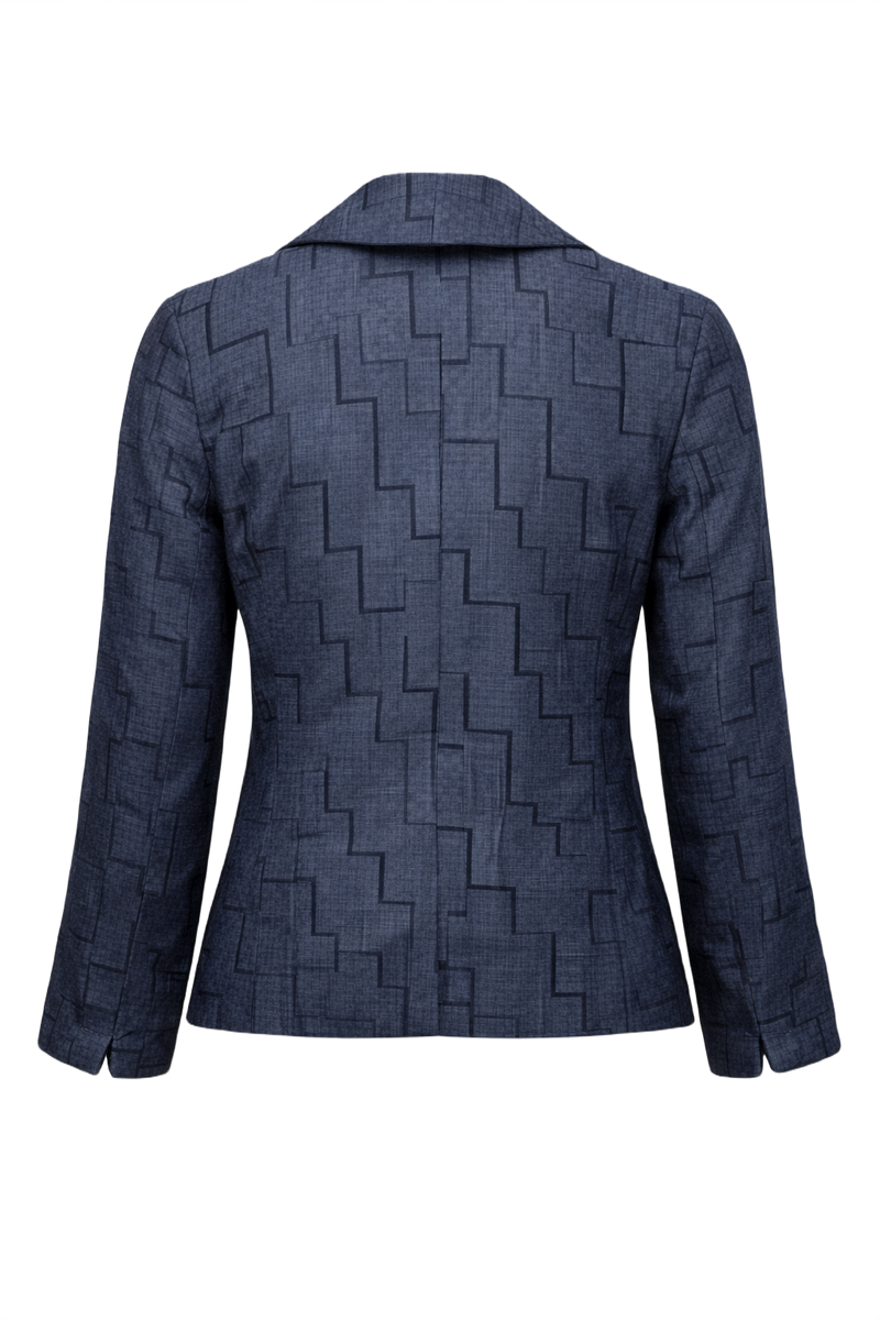 1980s Navy Blue Cotton Blend Blazer - Back View