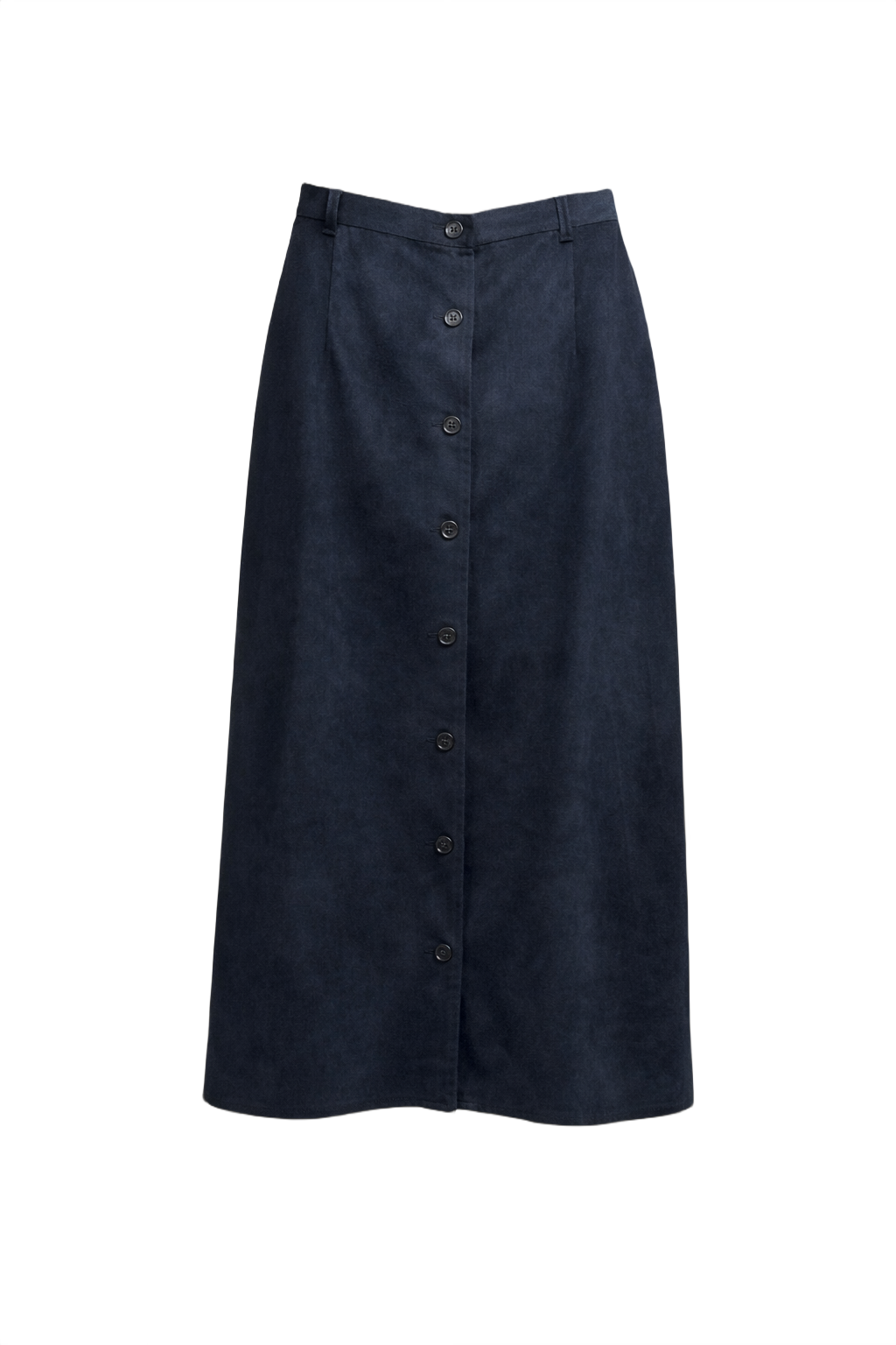 1970s Dark Navy Suede Skirt - Front View