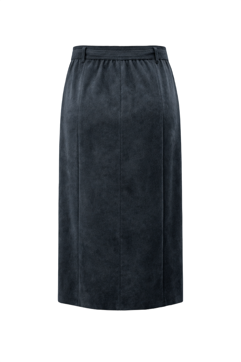 1970s Dark Navy Suede Skirt - Back View