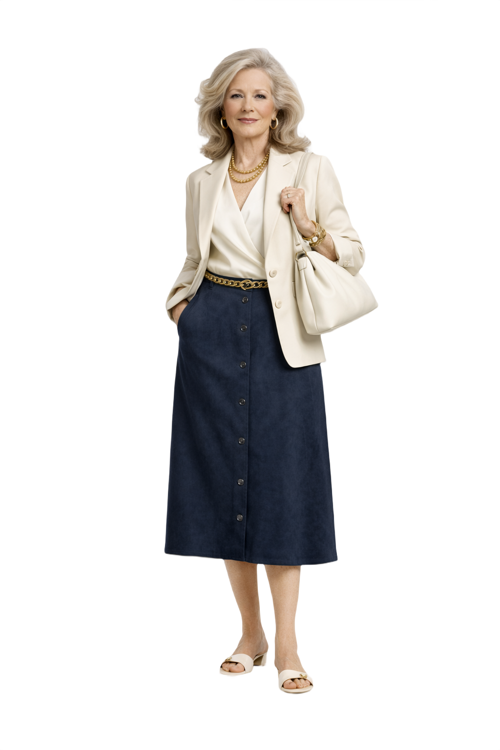 1970s Dark Navy Suede Skirt - Model