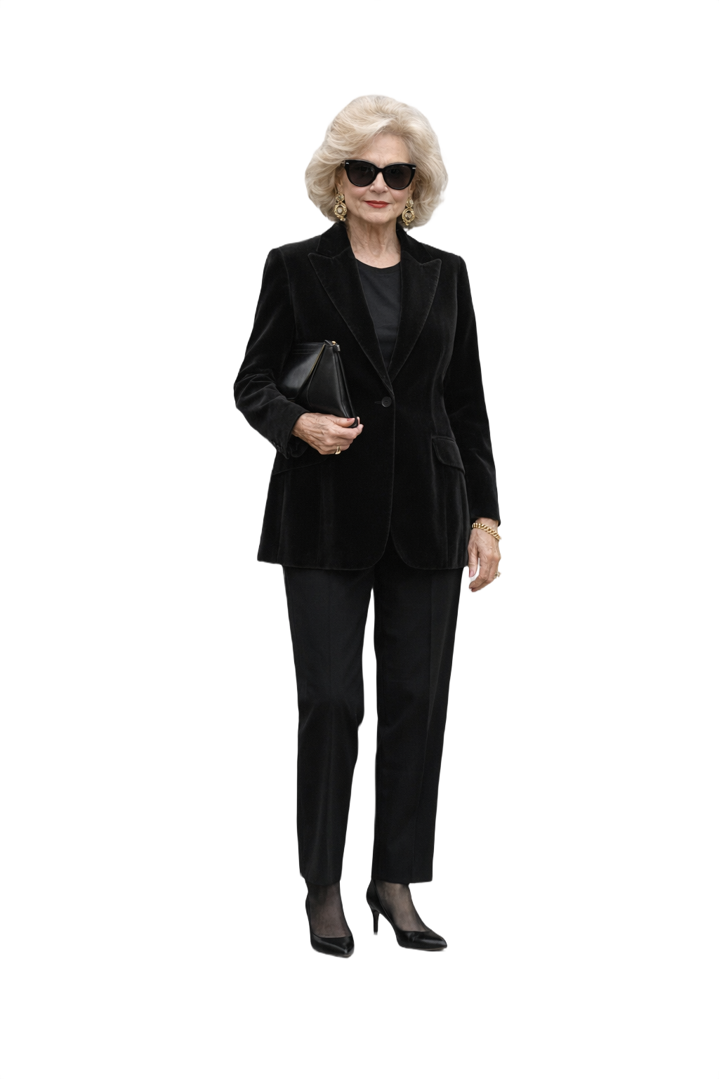 1980s Black Velvet Blazer - Model