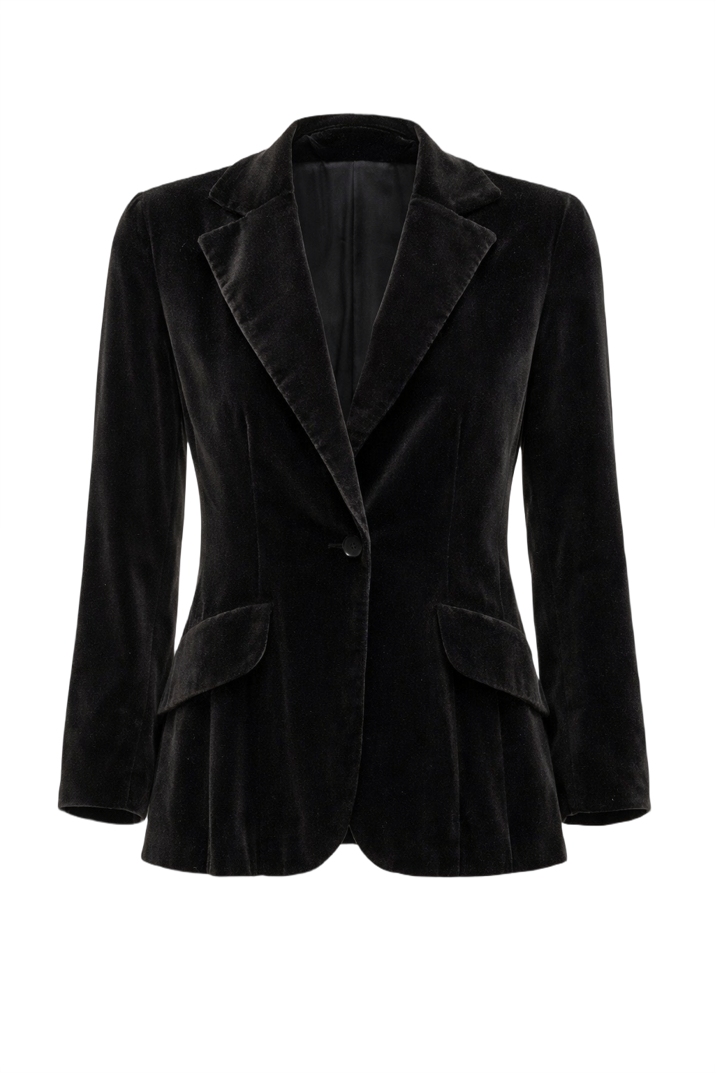 1980s Black Velvet Blazer - Front View