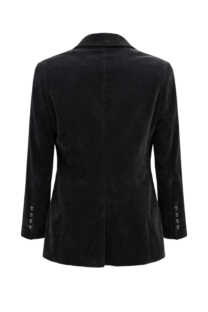 1980s Black Velvet Blazer - Back View