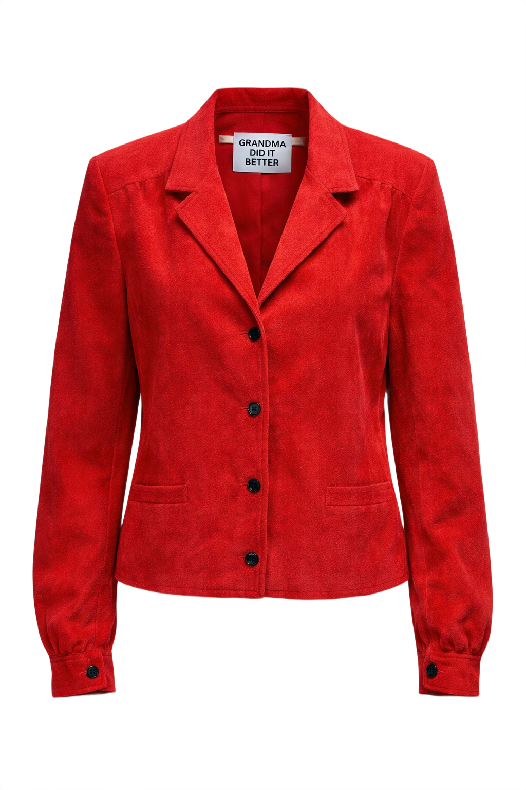 1980s Vivid Red Suede Jacket - Front View