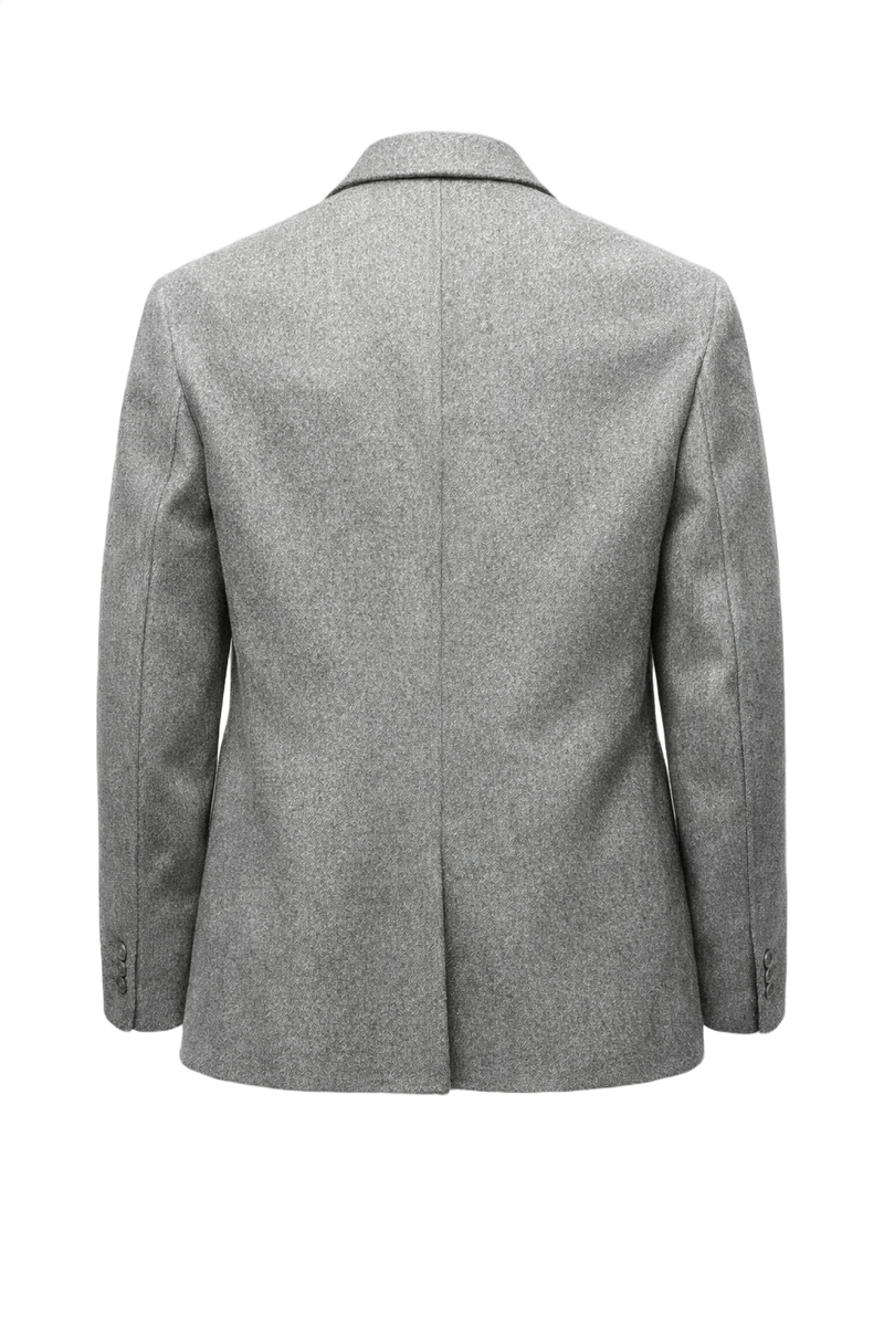 1980s Light Grey Wool Blazer - Back View