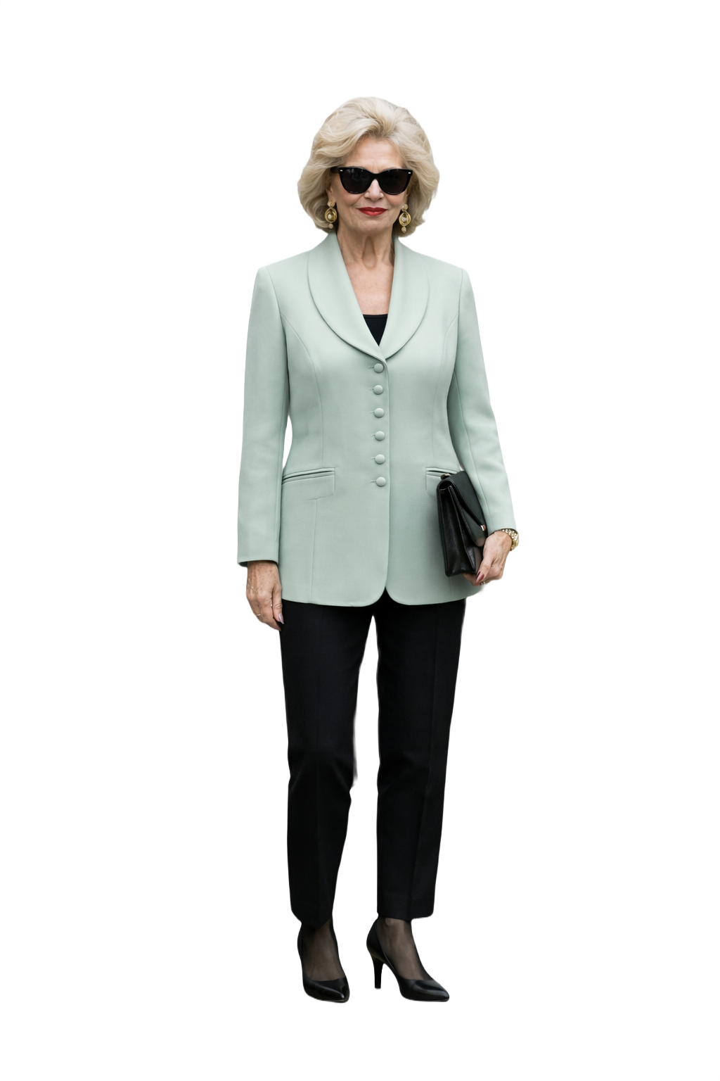 1980s Light Mint Green Polyester Blend Blazer - Model