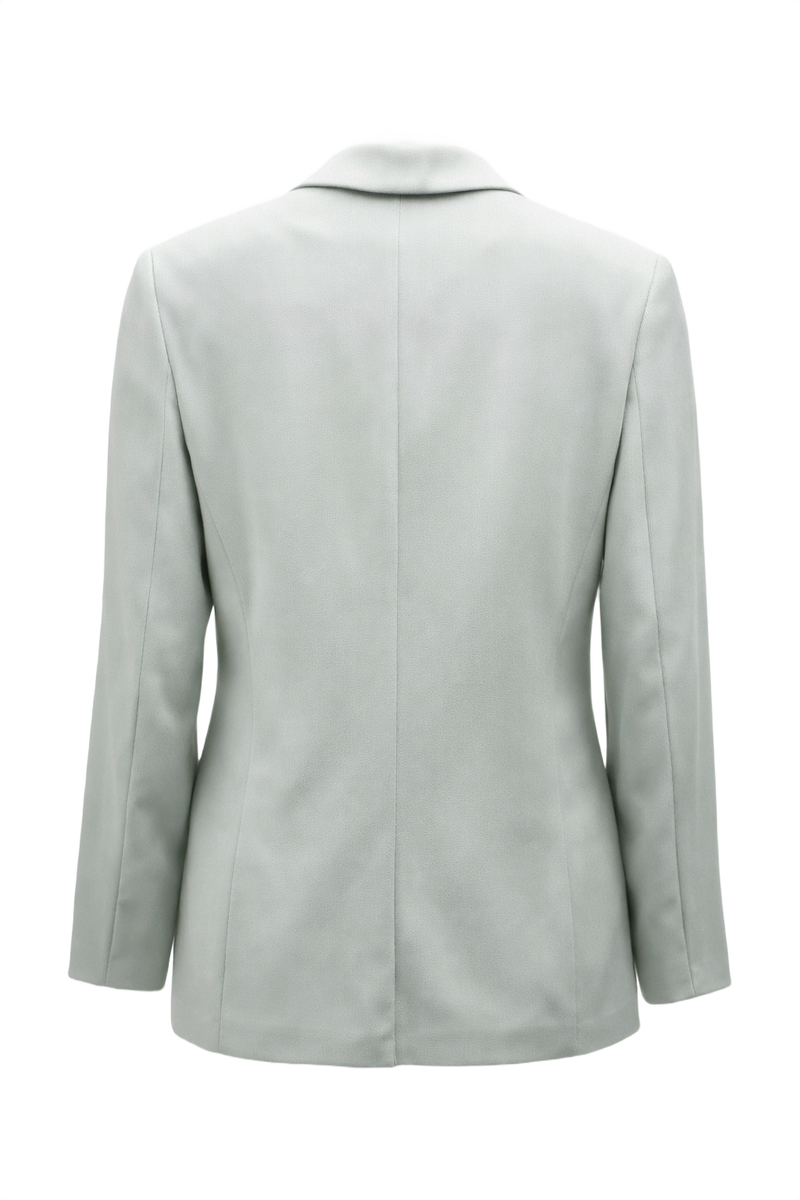 1980s Light Mint Green Polyester Blend Blazer - Back View