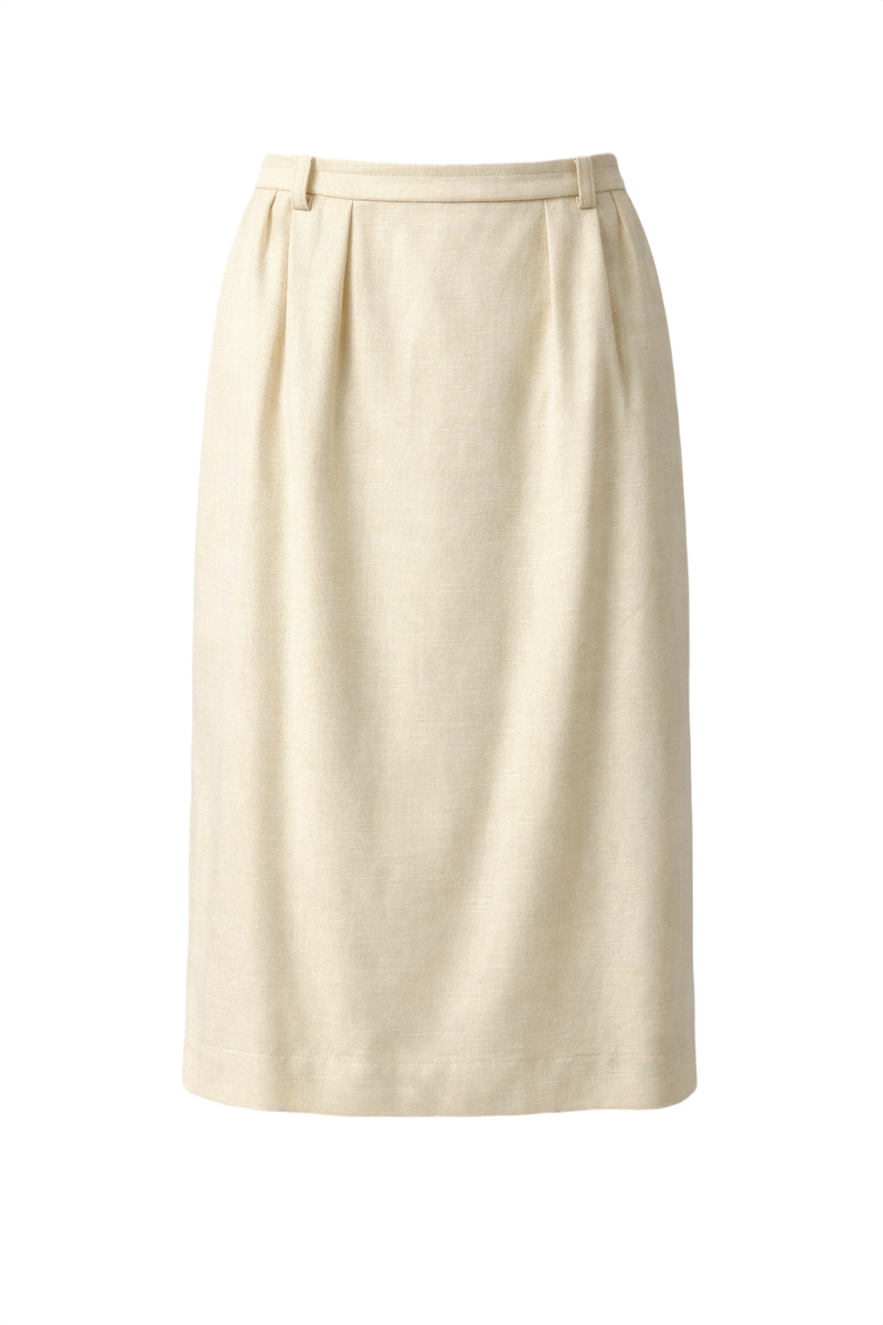 1980s Cream Wool Blend Skirt - Front View